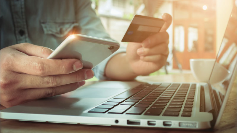 Man holding credit card